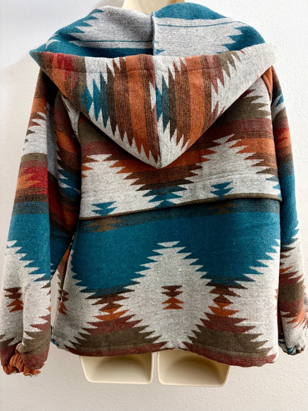 Mainstrip Aztec Southwestern Teal Half-Zip Hooded Sweater - Small - Picture 3 of 10
